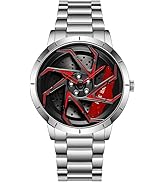 FANMIS Mens Fashion Racing Watch Creative 3D Spinning Car Wheel Rotating Design Stainless Steel L...