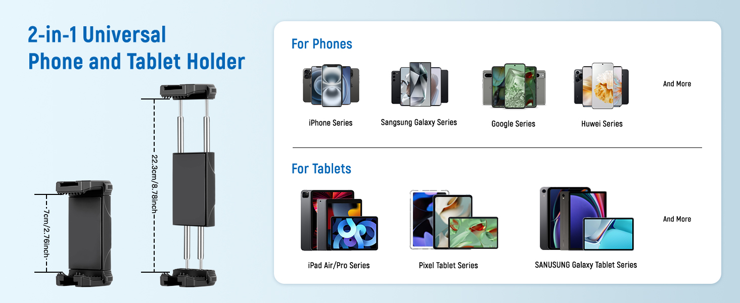 tripod with holder for phone and tablet