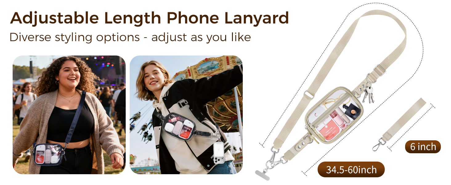 clip and go phone strap crossbody phone lanyard with wallet cross body wrist purse zipper pouch