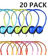 CNSZSLZ 20 Pack Classroom Headphones Bulk for Kids School, Wired Student Headphones 3.5mm Jack Cl...