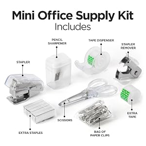 Mini Kit Stapler Tape Sharpener Clip