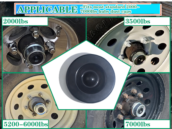Suitable for most 2000-7000lb hub caps rubber plugs