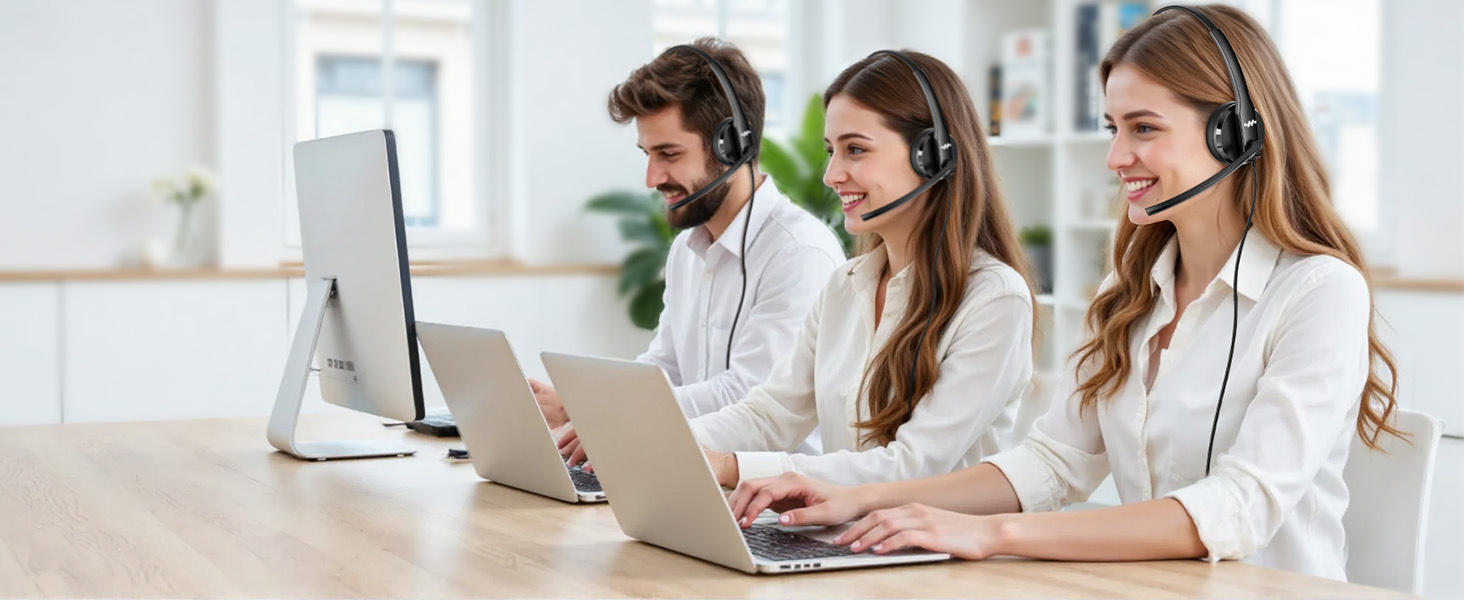 USB headset with noise cancelling microphone pc headset for call center office work Meeting Calling