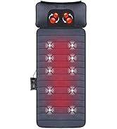 COMFIER Full Body Massage Mat with Movable Neck Pillow, 10 Vibrating Motors &amp; 4 Heating Pads, Bac...