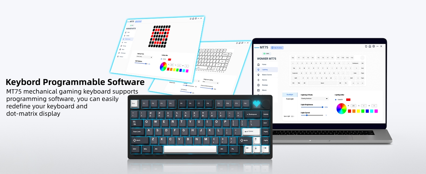 75% Wireless Mechanical Gaming Keyboard Bluetooth 5.0/2.4GHz/USB C Thocky Creamy Keyboard