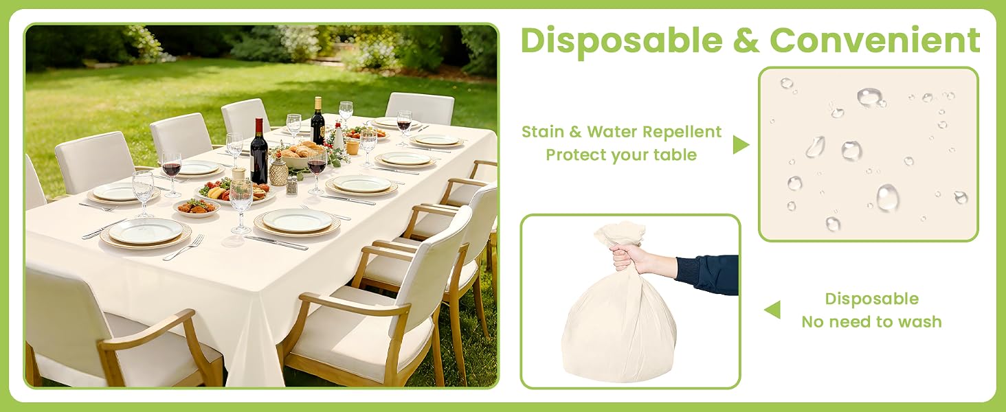 Cream plastic tablecloth