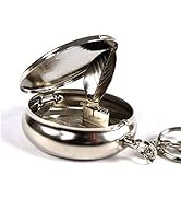 Smartdealspro Stainless Steel Portable Pocket Circular Ashtray Key Chain with Cigarette Snuffer