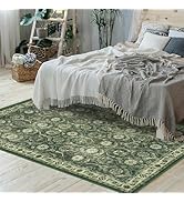 Area Rug 6x9 Washable Rug - Green Rugs for Living Room 6X9 Vintage Carpet Floral Rugs for Bedroom...