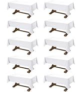 Dailyset 10-Pack White Tablecloths for Rectangle Tables, 60 x 102 Inches, Stain-Resistant Polyest...