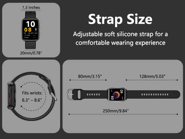 fitness watch strap size