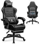 GTPLAYER Gaming Chair, High Back Leather Computer Gaming Chair with Footrest, Ergonomic Height Ad...