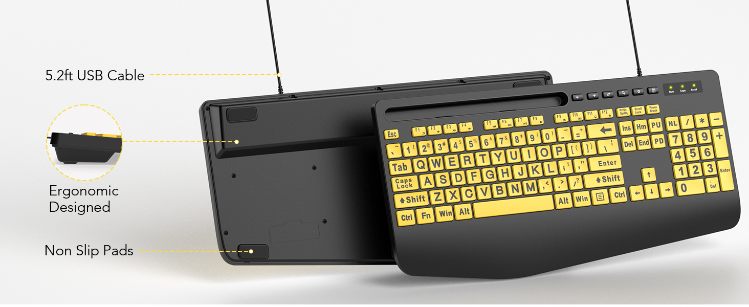 compuer keyboard Wired connectivity Waterproof design Ergonomic design