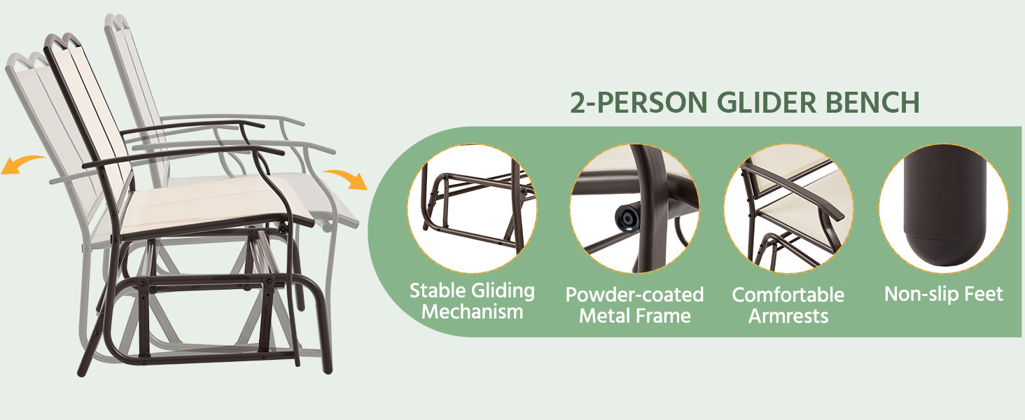 2-Person Outdoor Patio Swing Glider