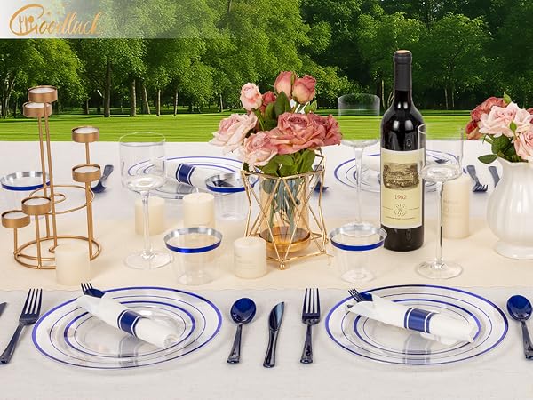 Clear Plastic Dinnerware Set