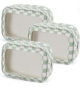 YOPCDJ 3PCS Clear Toiletry Bag,TSA Approved Travel Makeup Pouch with Zipper for Cosmetics and Toi...