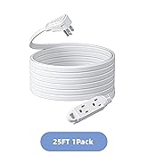 DEWENWILS 3 Outlet Extension Cord with Flat Plug, 25 FT 16/3 Awg Grounded Power Cable for Indoor ...