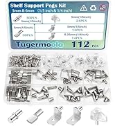 Tugermoola 112PCS Shelf Support Pegs for Shelves Nickel Plated 5mm 6.35mm Shelf Pins Kit Cabinet ...
