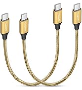 etguuds Gold Short USB C to USB C Cable [1ft, 2-Pack], 60W/3A Fast Charging Type C to Type C Char...