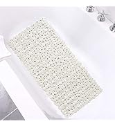 SONGZIMING Bathtub Mat Non Slip Pebble Bath Shower Mat with Drain Holes, Suction Cups Mat for Tub...