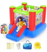 PicassoTiles KC106 8x7 Foot Junior Inflatable Bouncer, Kid Park, Jumping Bouncing House, Jump Sli...