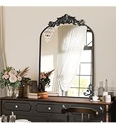 Koonmi Vintage Mirror, 26x38 Retro Wall Mounted Vanity Mirror, Tempered Glass, Detachable Flower ...
