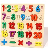 Wooden Number Puzzle for Young Children, 1-20 Digit Operation Symbol Puzzle, Suitable for Number ...