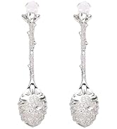2Pcs Crystal Coffee Spoon Vintage Floral Carved Long Handle Ice Cream Tea Spoon,Silver Diamond RH...