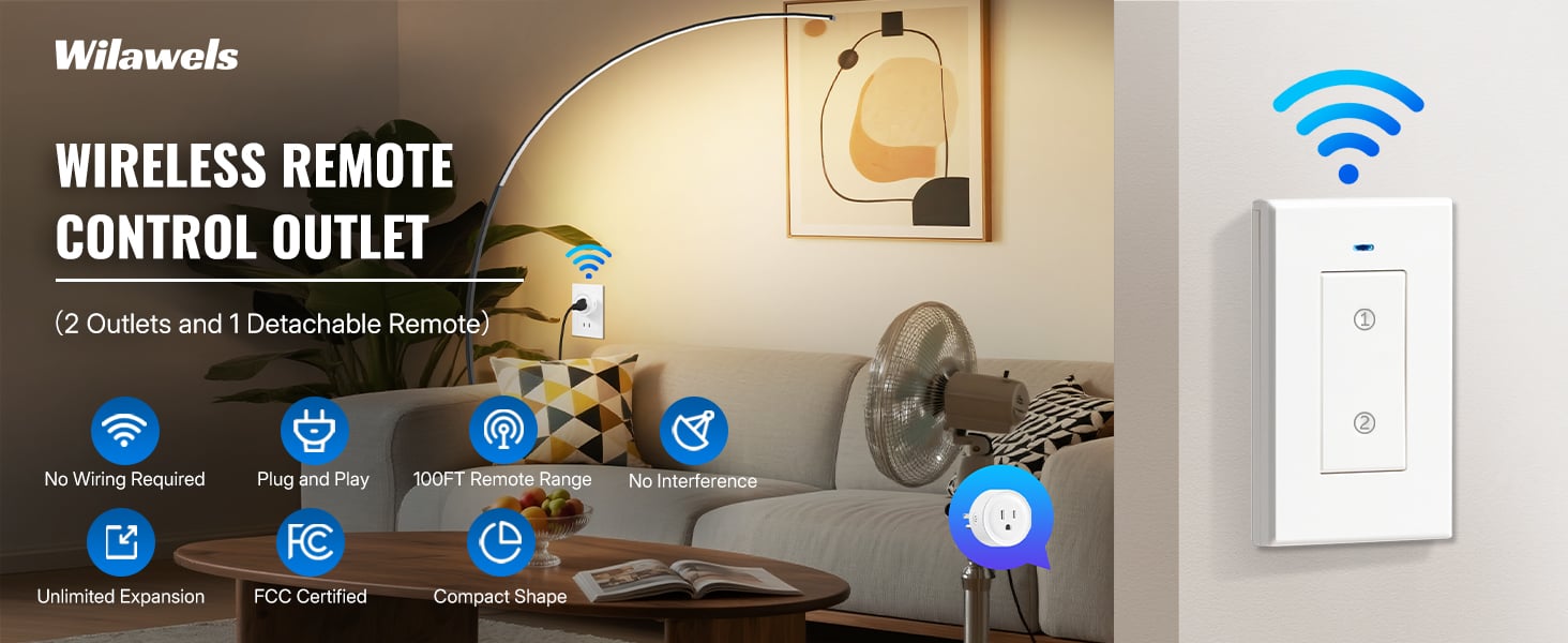 WILAWELS Wireless Wall Switch Remote Control Outlet