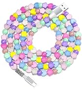 USB A to USB C Beaded Charging Cord 6FT,Cute Car Charger Cord for iPhone 17 16 15 for Car Play,Ty...