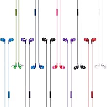 Choose your color. 10 flat-laid earbuds in a rainbow of colors over a white background