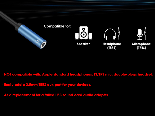 USB to 3.5mm Audio Jack Adapter