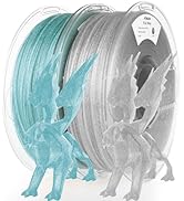 AMOLEN 2kg PLA Pack Glitter Silver&amp;Glitter Sky Blue 3D Printer Filament 1.75mm Shiny Silver Shiny...
