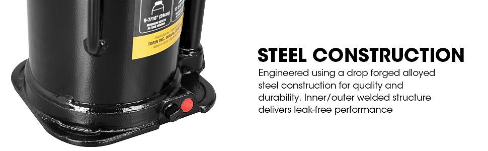 Torin Hydraulic Welded Bottle Jack, 20 Ton (40,000 lb) Capacity, Black
