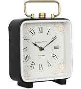 QIYAODECO Desk Clock Metal Desk Clock, Retro Bedroom Table Vintage Analog Alarm Clock, Silent Non...