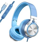 INFURTURE USB C Headphones Wired with Mic & Volume Control, Tangle-Free Plaiting Line, Over/On-Ea...