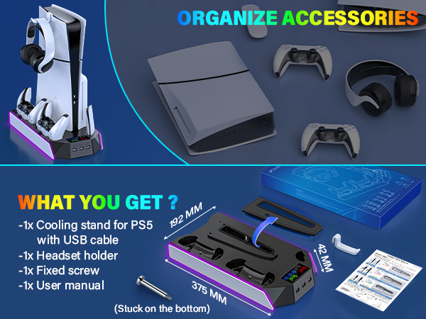 ps5 slim docking station with cooling fan