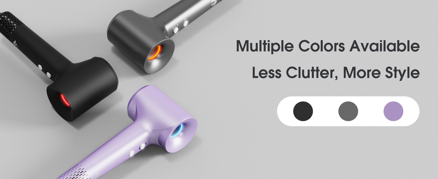 Multiple Colors Available Less Clutter, High-Speed Brushless Motor Fast Drying Blow Dryer