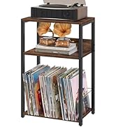 LELELINKY Record Player Stand, 3-Tier End Side Table with Vinyl Record Storage, Vinyl Record Hold...