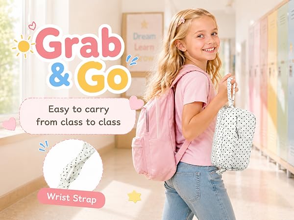 Big Capacity Pencil Case Pencil Pouch Cute Pencil Box Pencil Bag for Teen Girls Boys Black dots 