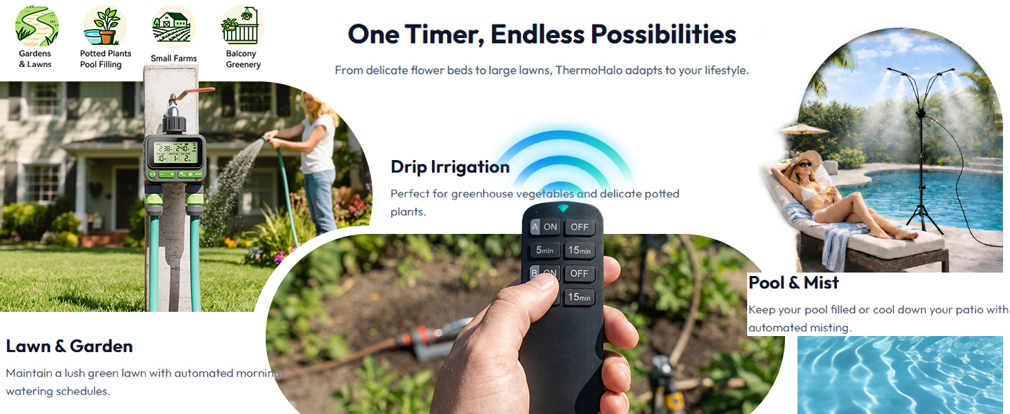 Sprinkler Timer with 8 Individual Programs, Brass Inlet Water Timer for Garden Hose