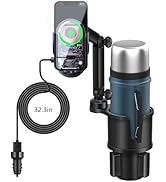 Car Wireless-Charging Cup-Holder Phone Mount - Fast Charger with Adapter, Universal 3 in1 Cup Hol...