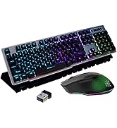 Rechargeable Keyboard and Mouse,Suspended Keycap Mechanical Feel Backlit Gaming Keyboard Mouse Se...