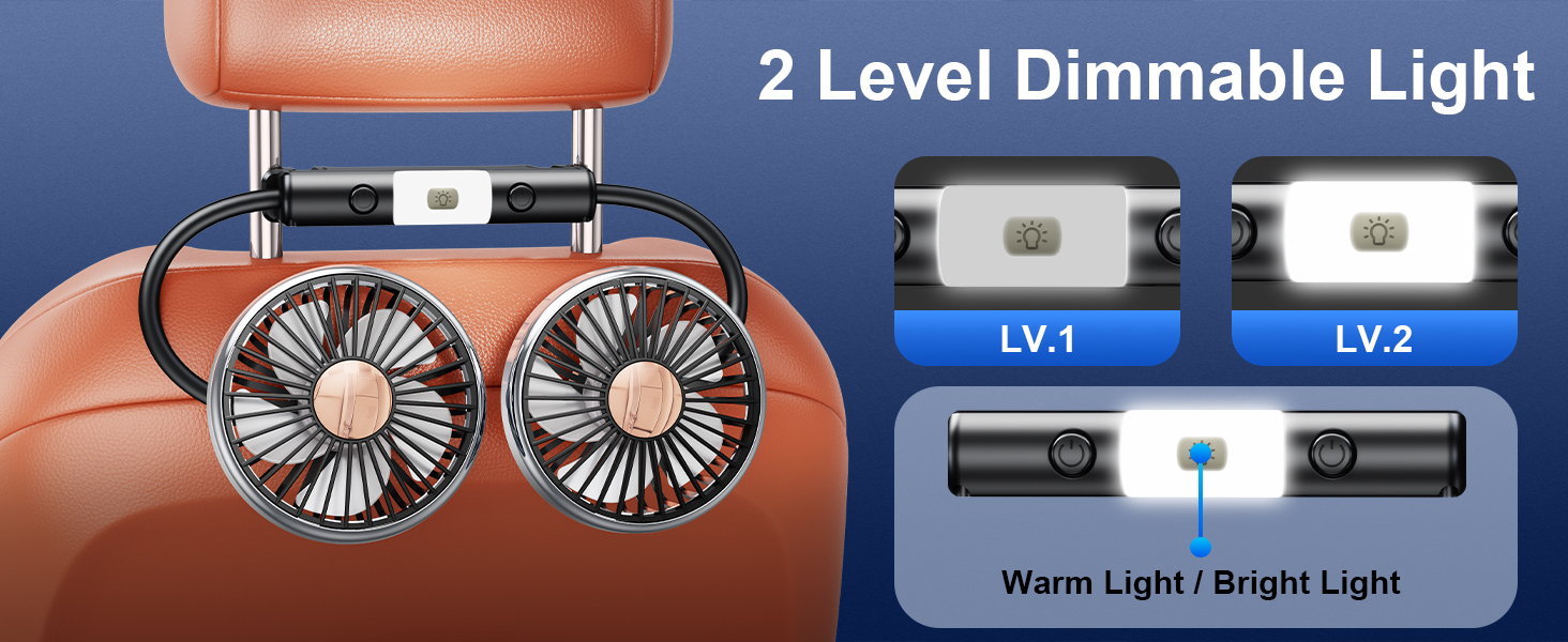 DICMKY Dual Head Gooseneck Car Cooling Fans for Back Seat for Kids