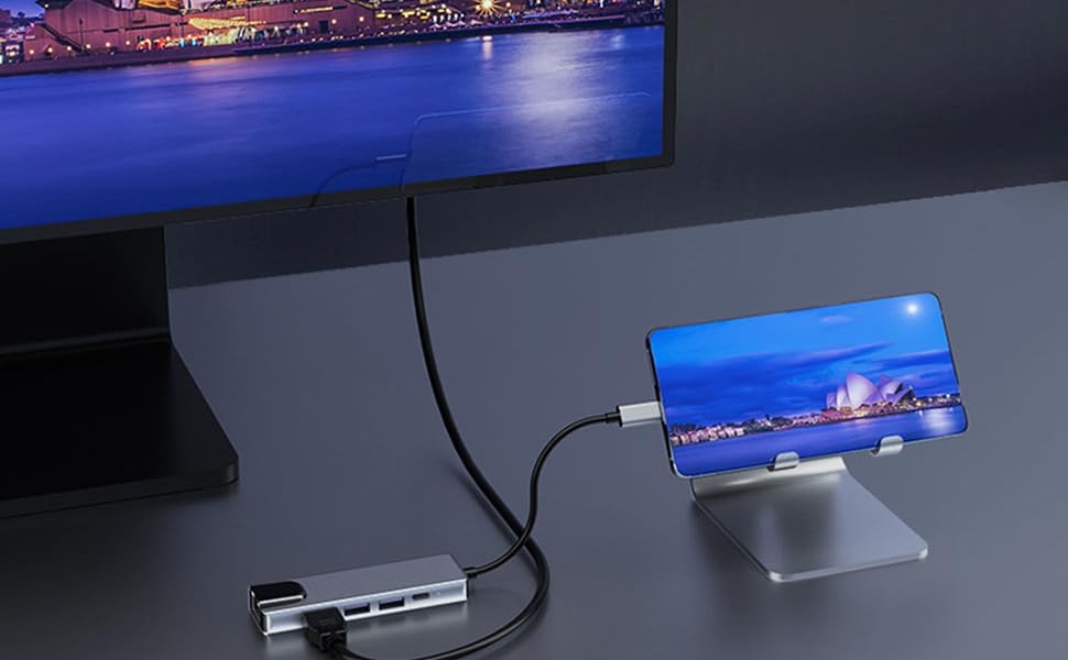 USB C to Ethernet Hub 5in1