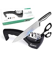 Ginkick Manual Knife Sharpener, Kitchen Chef Handheld 4 Stage Design, Easily Sharpen Steel Knives...