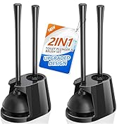 Toilet Plunger and Brush Set, 2 Pack Bowl Brush and Heavy Duty Toilet Plunger with Ventilated Hol...