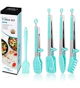 5-Pack Silicone Tongs for Cooking,Maywe Tanso 4PCS 13-Inch Cooking Kitchen Tongs with Silicone Ti...