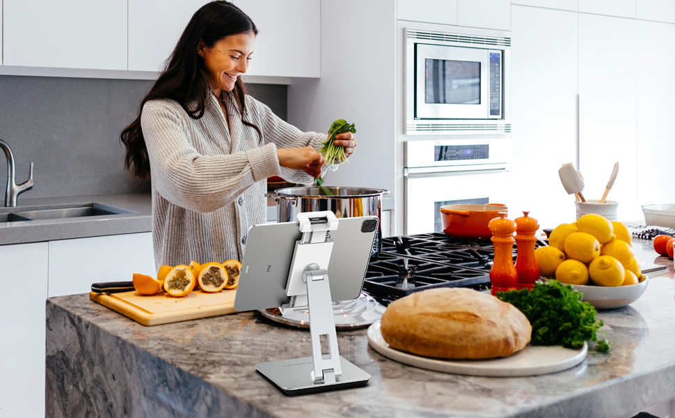 tablet stand in kitchen