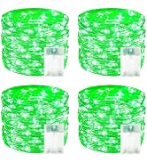 4 Pack 60 LED Fairy Lights Battery Operated with Timer, String Lights Green | 20 FT, Cuttable Cop...