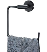 JQK Black Towel Ring, Stainless Steel Square Ring Towel Holder for Bathroom, 6 Inch Matte Black W...